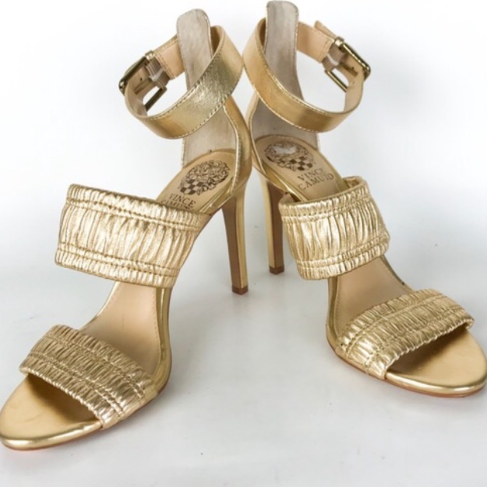 Vince Camuto Gold Kanitta AnkleStrap Heels Sandals